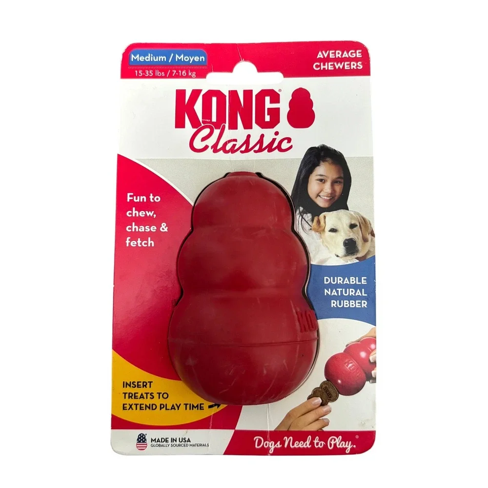 NEW Classic Kong Dog Toy Size Medium Red Rubber Chew Toy Stuffable